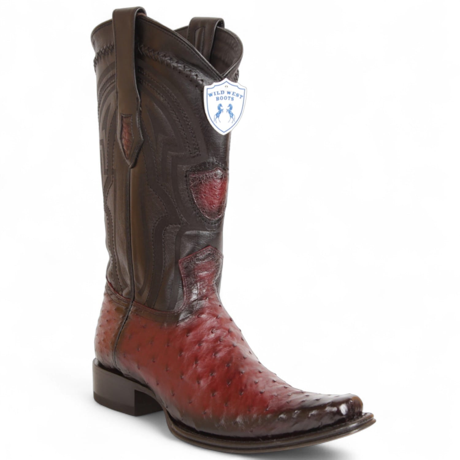 Wild West Boots Boots Men's Wild West Ostrich Square Toe Boot in Burgundy 277LI0343