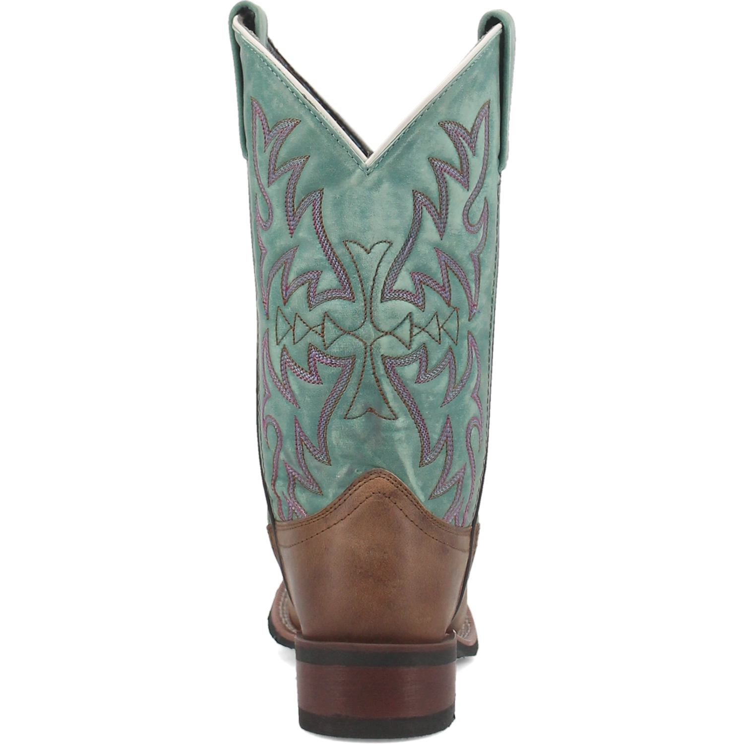 Women's Anita Leather Wide Square Toe Boots Brown/Teal Color - Dan Post Boots - Back View