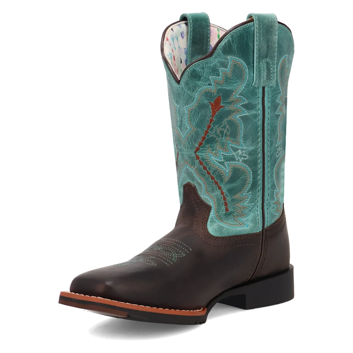 Dan Post Boots Boots Dan Post Youth´s Salina Leather Wide Square Toe Boots - Chocolate/Turquoise