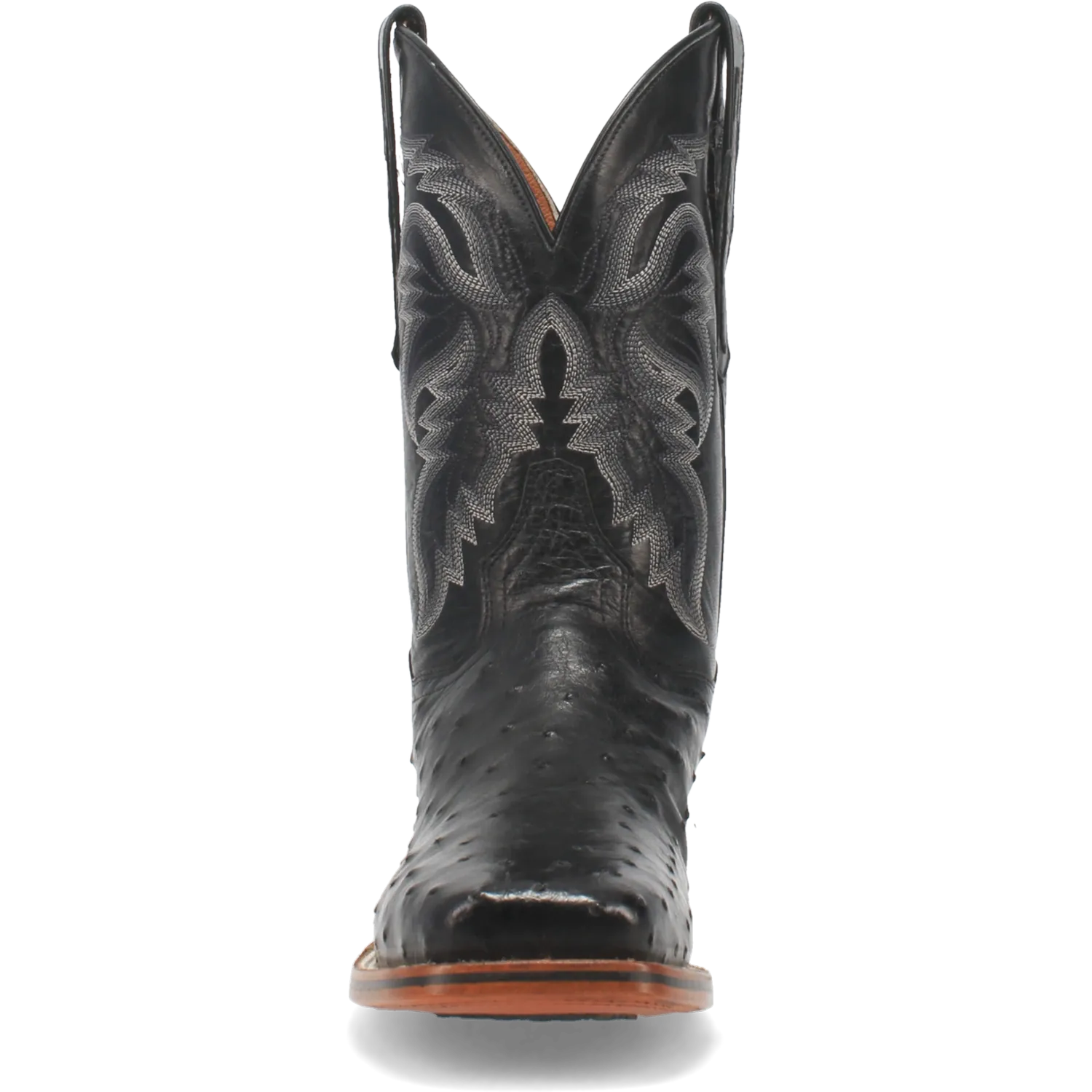 Dan Post Boots Boots Men's Alamosa Full Quill Ostrich Wide Square Toe Boots Black Color - Dan Post Boots
