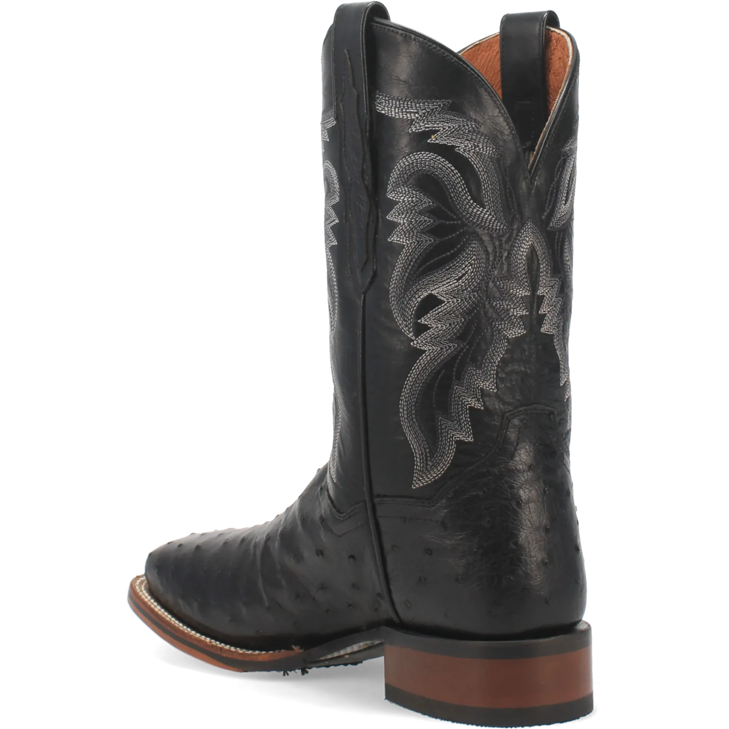 Dan Post Boots Boots Men's Alamosa Full Quill Ostrich Wide Square Toe Boots Black Color - Dan Post Boots