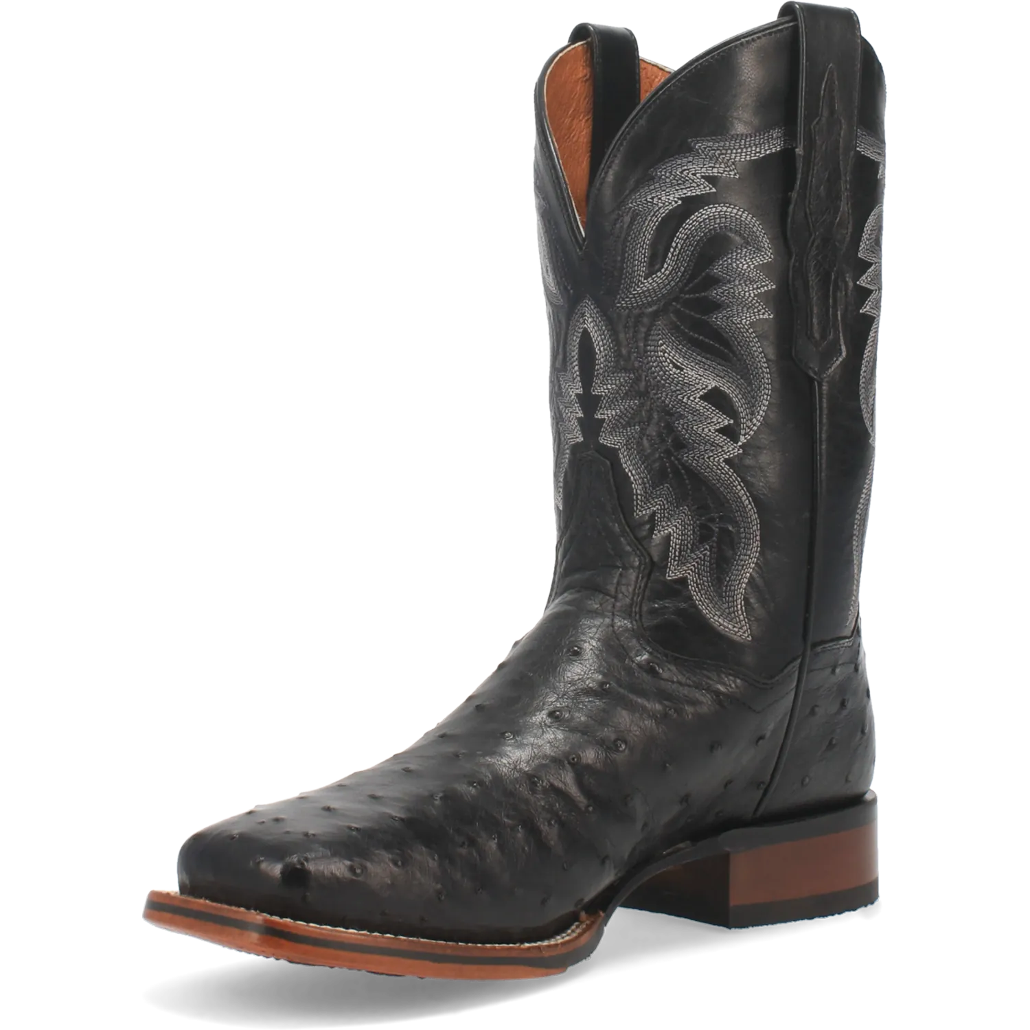 Dan Post Boots Boots Men's Alamosa Full Quill Ostrich Wide Square Toe Boots Black Color - Dan Post Boots