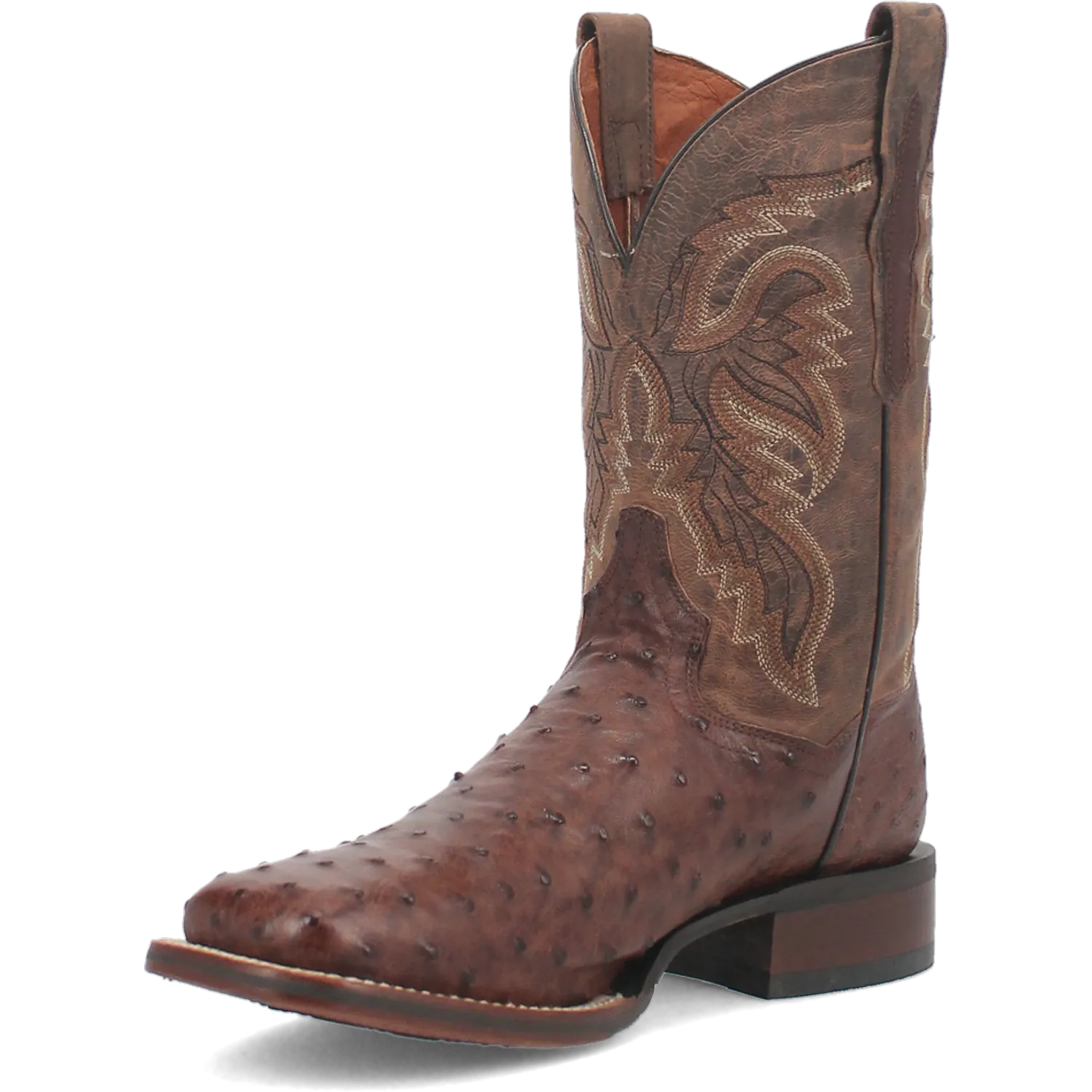 Dan Post Boots Boots Men's Alamosa Full Quill Ostrich Wide Square Toe Boots Chocolate Color - Dan Post Boots