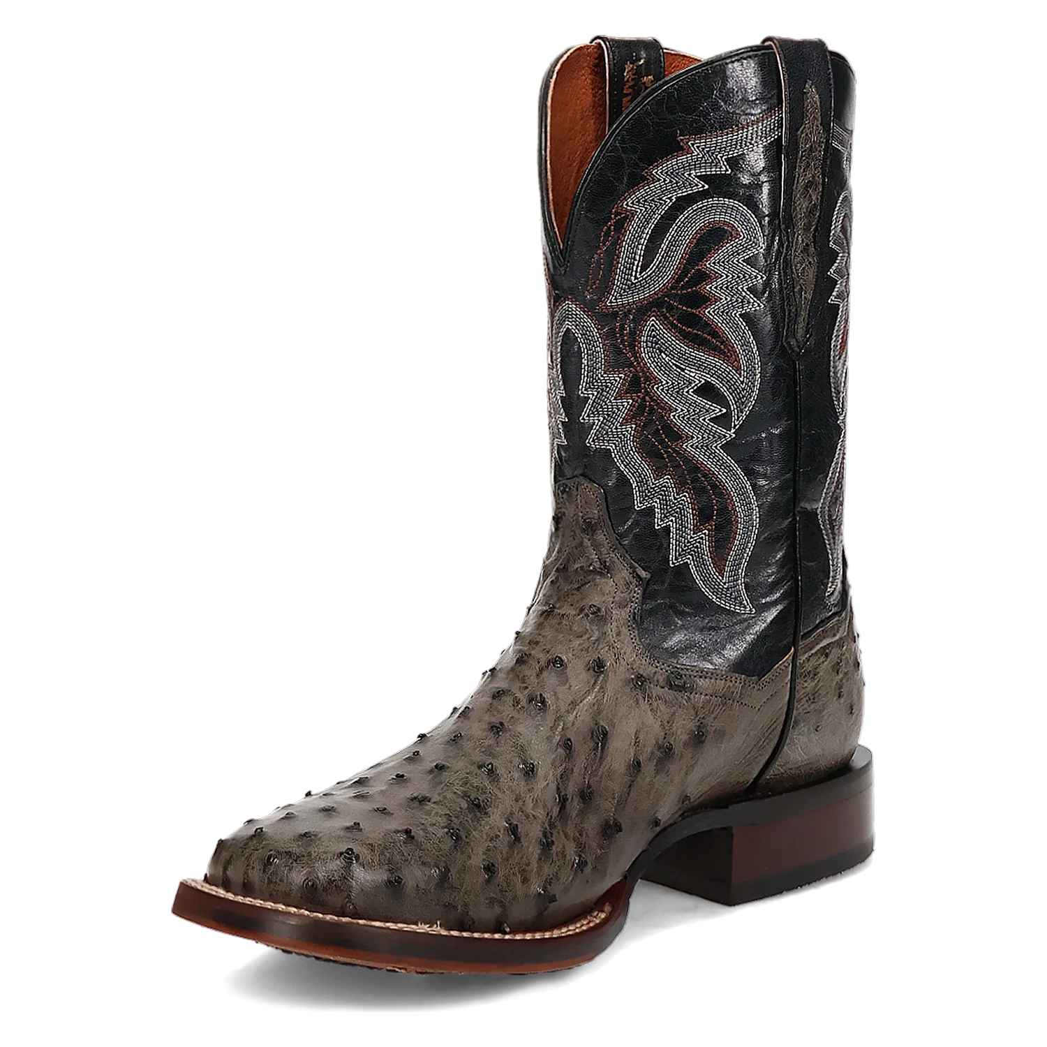 Dan Post Boots Boots Men's Alamosa Full Quill Ostrich Wide Square Toe Boots Grey Color - Dan Post Boots