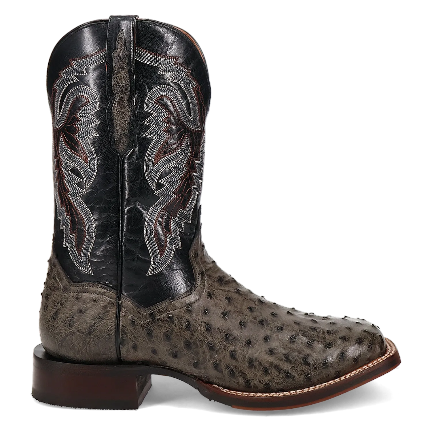 Dan Post Boots Boots Men's Alamosa Full Quill Ostrich Wide Square Toe Boots Grey Color - Dan Post Boots