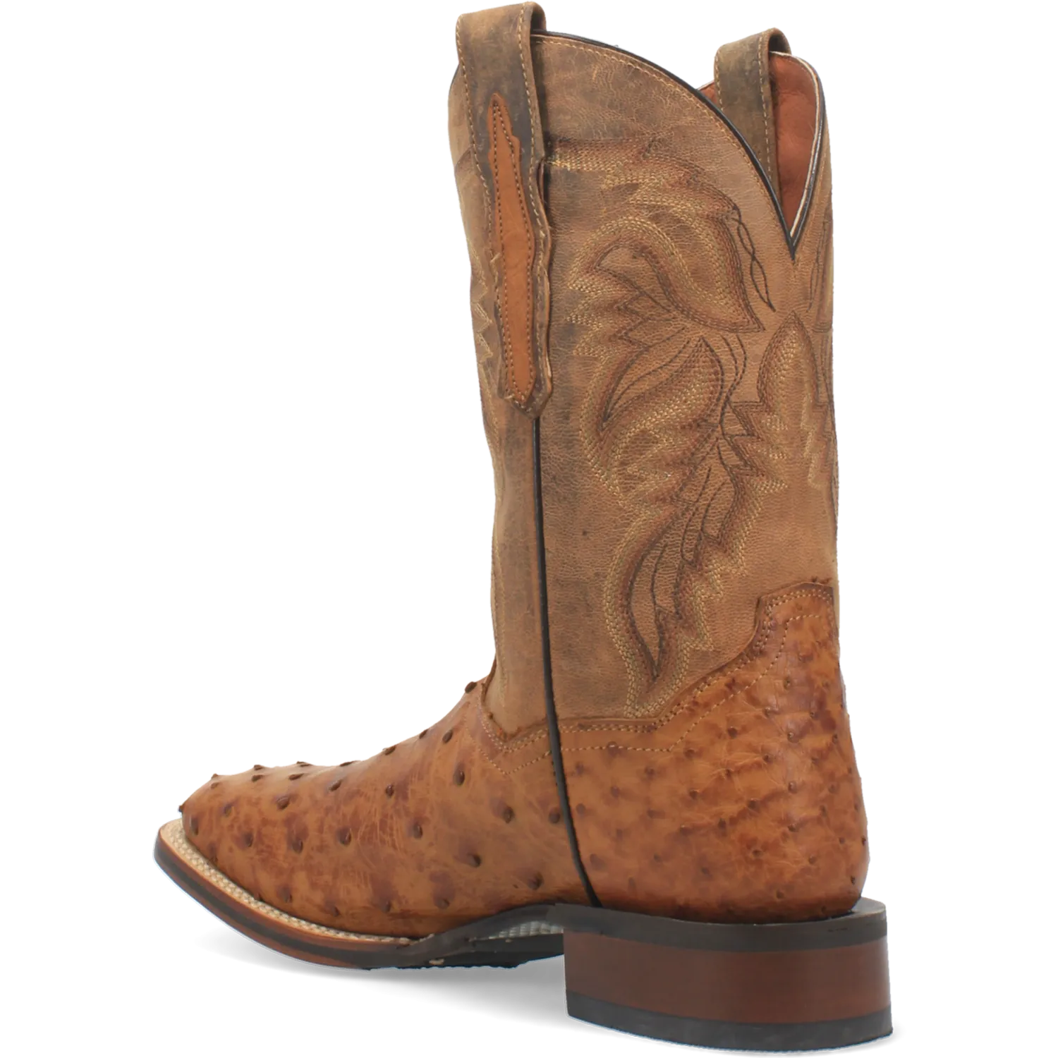 Dan Post Boots Boots Men's Alamosa Full Quill Ostrich Wide Square Toe Boots Saddle Tan Color - Dan Post Boots