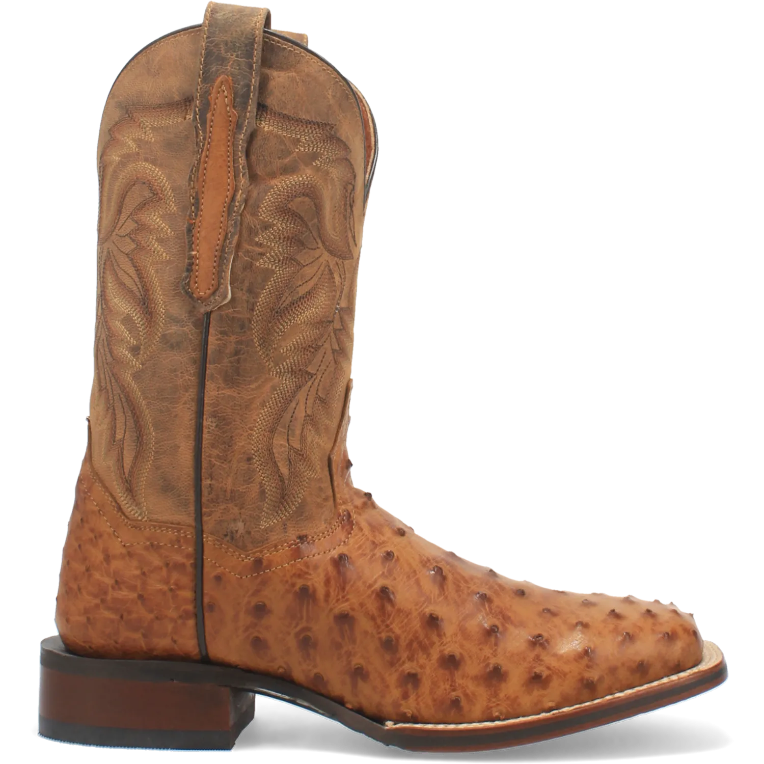 Dan Post Boots Boots Men's Alamosa Full Quill Ostrich Wide Square Toe Boots Saddle Tan Color - Dan Post Boots