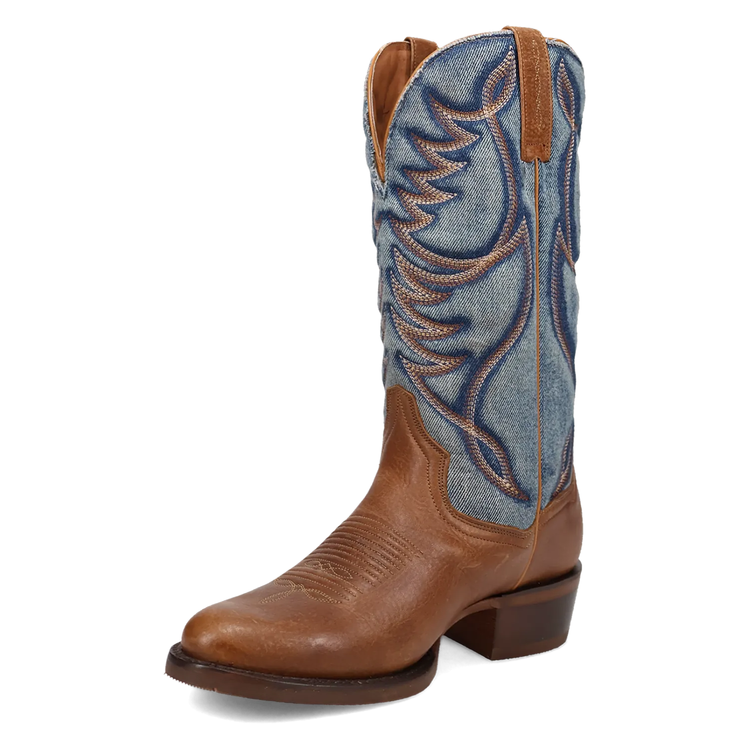 Dan Post Boots Boots Men's Bullock Leather Medium Round Toe Boots Tan/Denim Color - Dan Post Boots