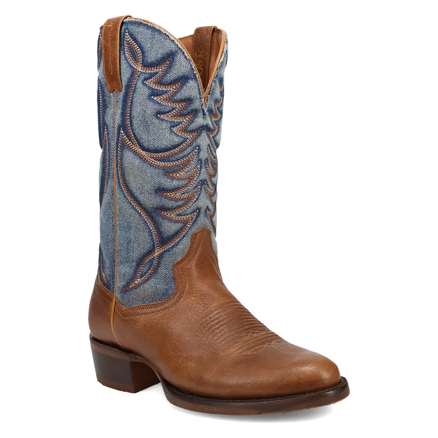 Dan Post Boots Boots Men's Bullock Leather Medium Round Toe Boots Tan/Denim Color - Dan Post Boots