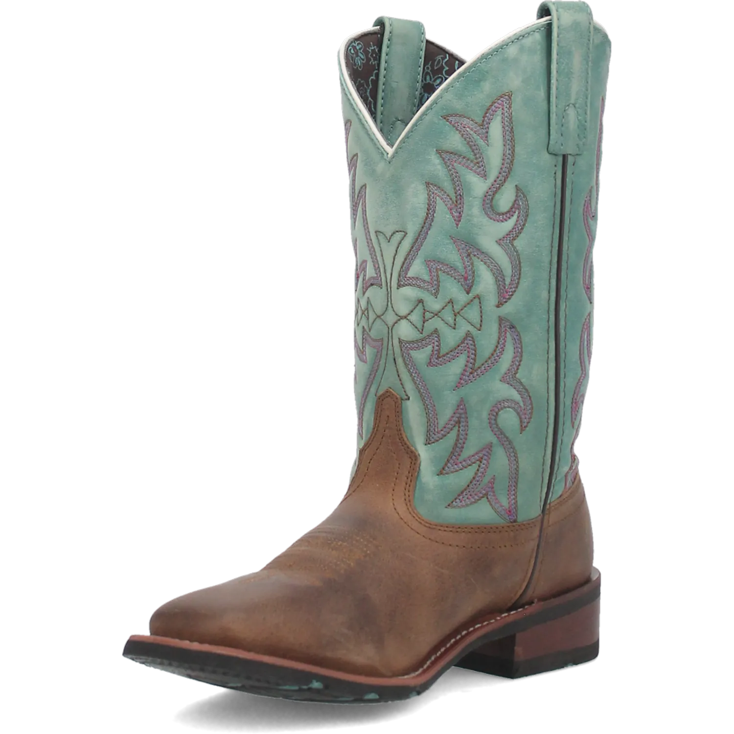 Dan Post Boots Boots Women's Anita Leather Wide Square Toe Boots Brown/Teal Color - Laredo Boots