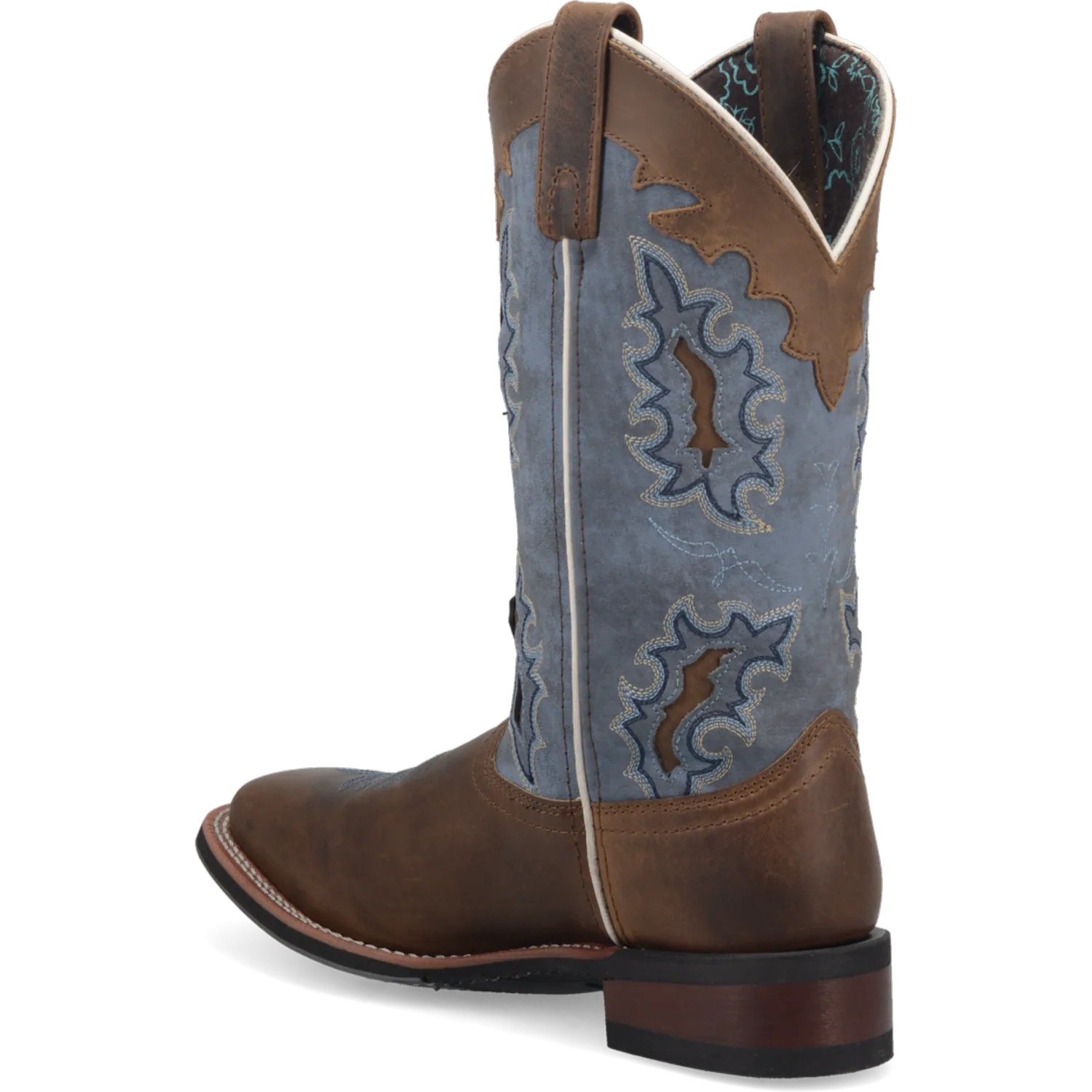 Dan Post Boots Boots Women's Isla Leather Wide Square Toe Boots Tan/Blue Denim Color - Laredo Boots