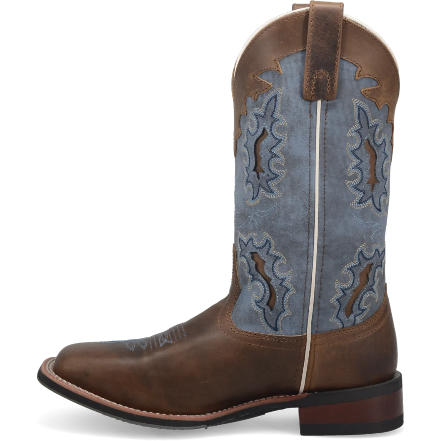 Dan Post Boots Boots Women's Isla Leather Wide Square Toe Boots Tan/Blue Denim Color - Laredo Boots