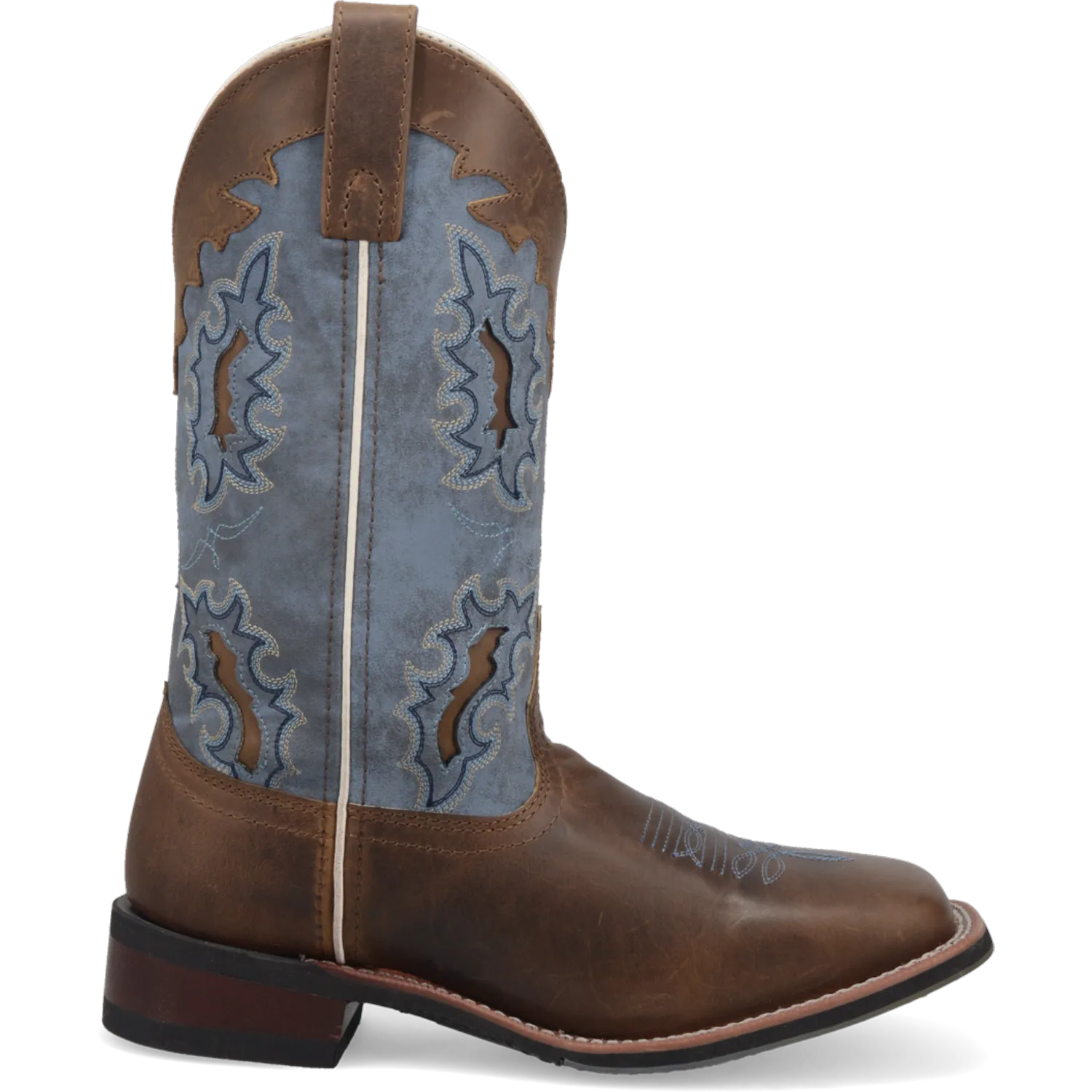 Dan Post Boots Boots Women's Isla Leather Wide Square Toe Boots Tan/Blue Denim Color - Laredo Boots