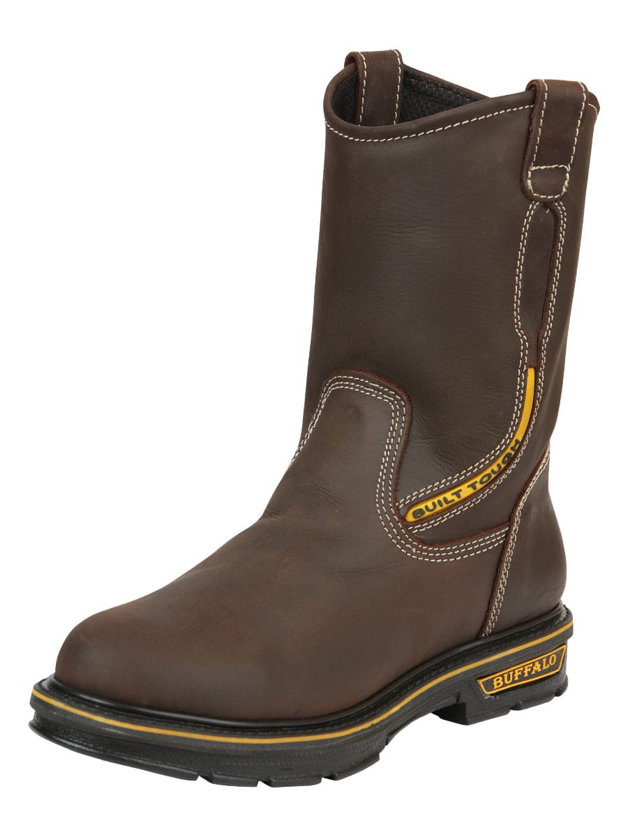 El General Western Wear CABALLERO Buffalo & Bull Men’s Work Boots - Brown 123034 side view