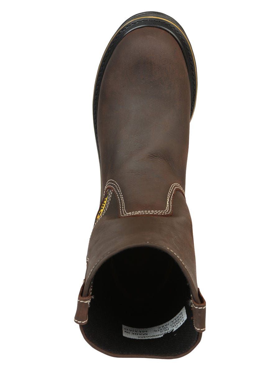 El General Western Wear CABALLERO Buffalo & Bull Men’s Work Boots - Brown 123034 top view
