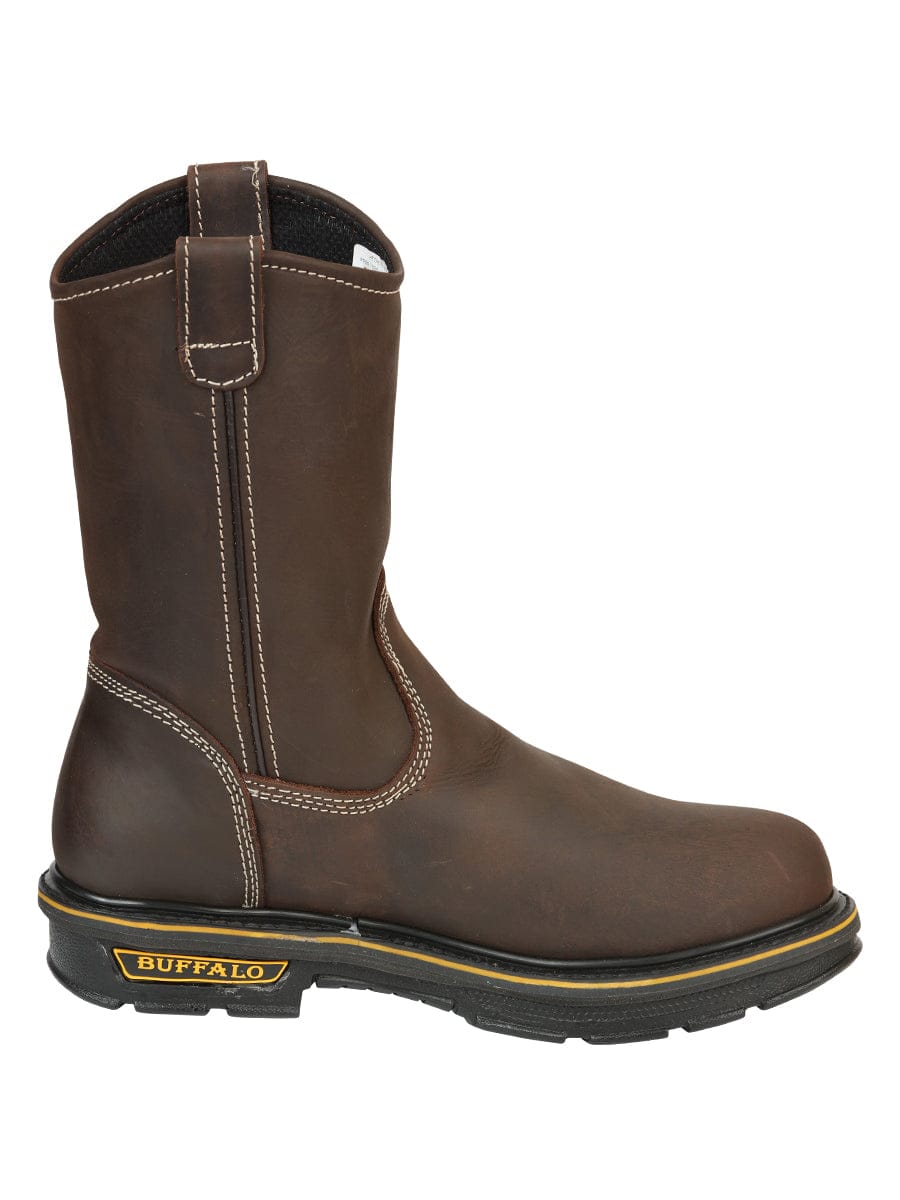 El General Western Wear CABALLERO Buffalo & Bull Men’s Work Boots - Brown 123034 right side view
