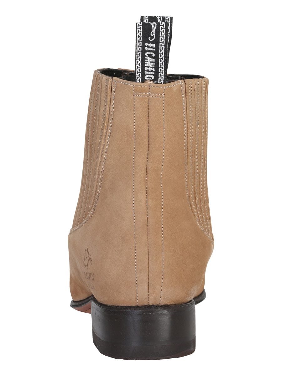 El General Western Wear Men´s Canelo Round Toe Ankle Boot - Nobuck - Beige 230 back view