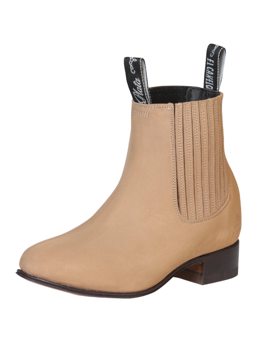 El General Western Wear Men´s Canelo Round Toe Ankle Boot - Nobuck - Beige 230 side view