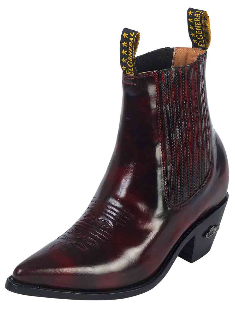 El General Western Wear CABALLERO Cowboy Ankle Boot by El General - Chameleon Wine 179 side view