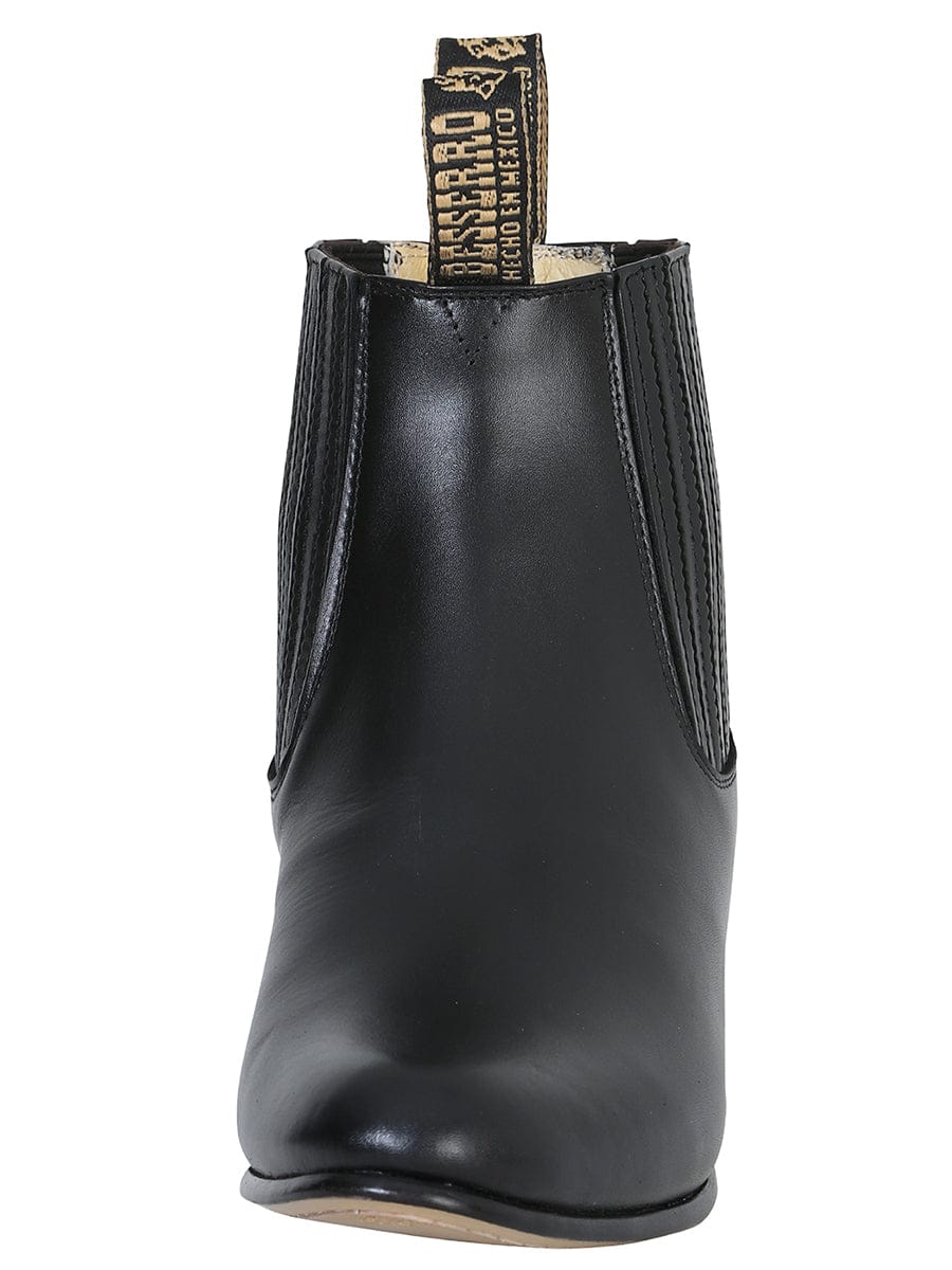 El Besserro Round Toe Ankle Boot - Leather Black 207 - Front View