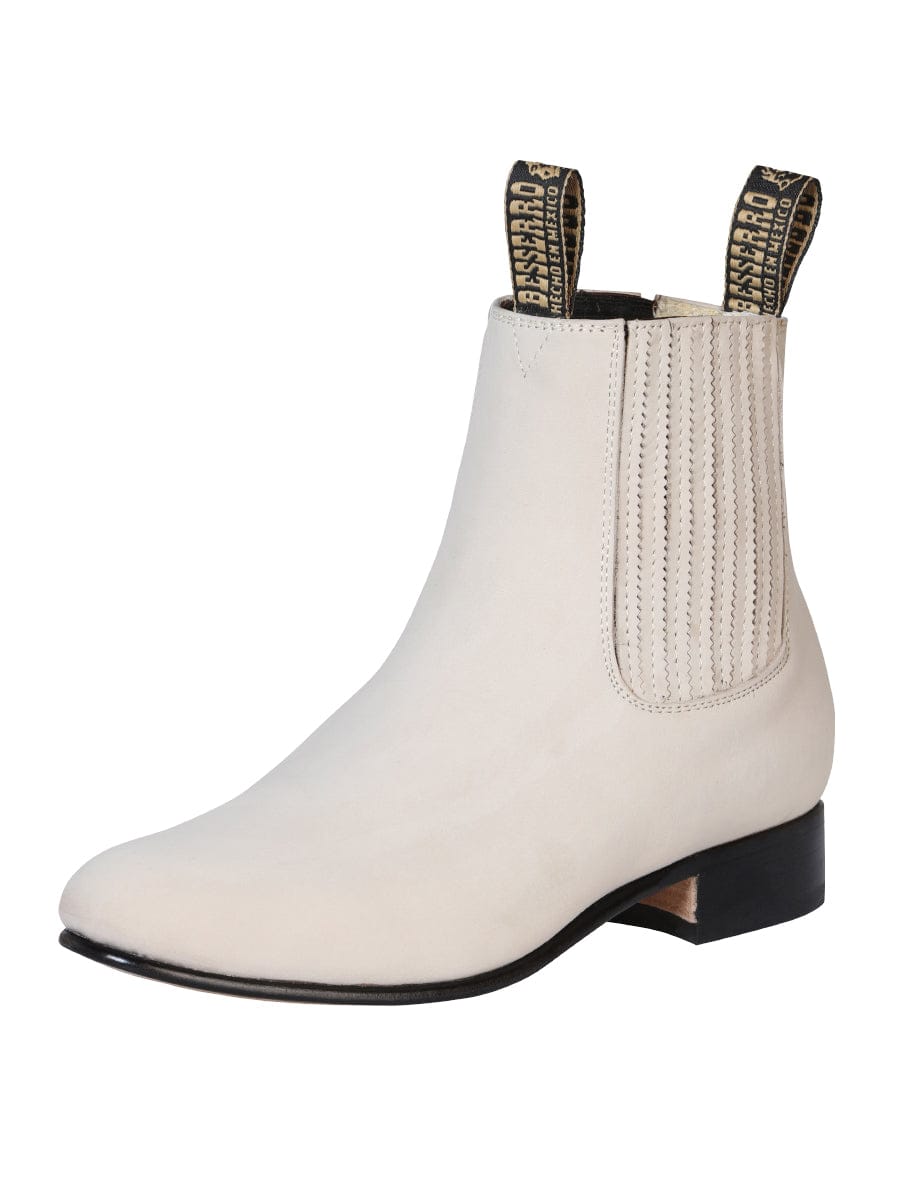 El General Western Wear CABALLERO El Besserro Charro Boot - Nobuck Bone 205 side view
