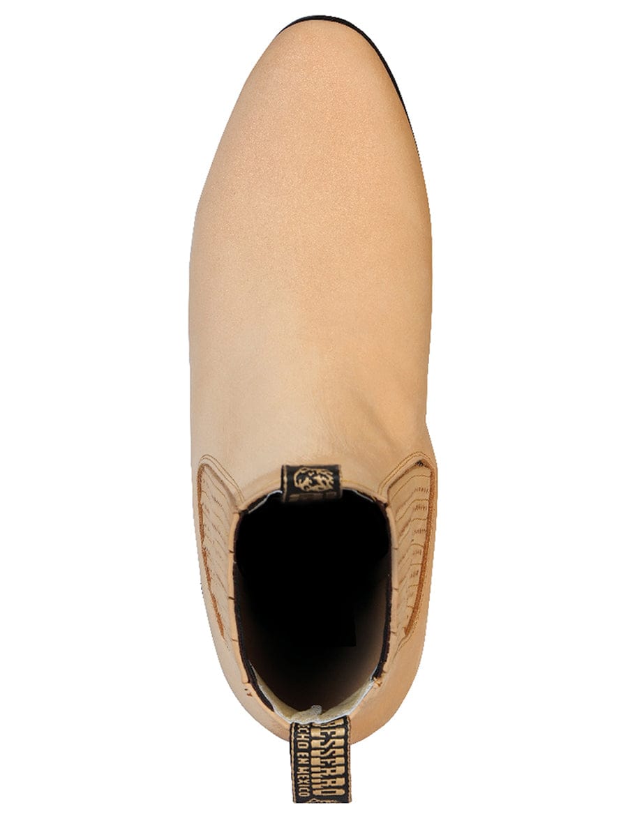 El General Western Wear CABALLERO El Besserro Charro Boot - Nobuck Honey 203 top view