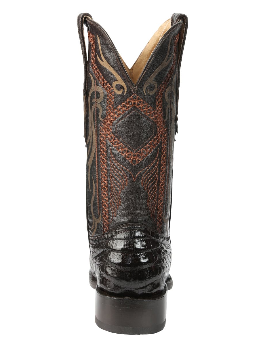 El General Western Wear El General Men's Exotic Caiman Belly Cowboy Boots - Brown 45079 back view