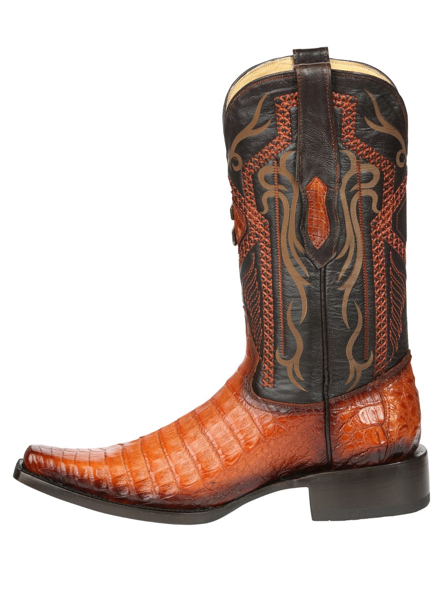 El General Western Wear El General Men's Exotic Caiman Belly Cowboy Boots - Cognac 45080 left side view