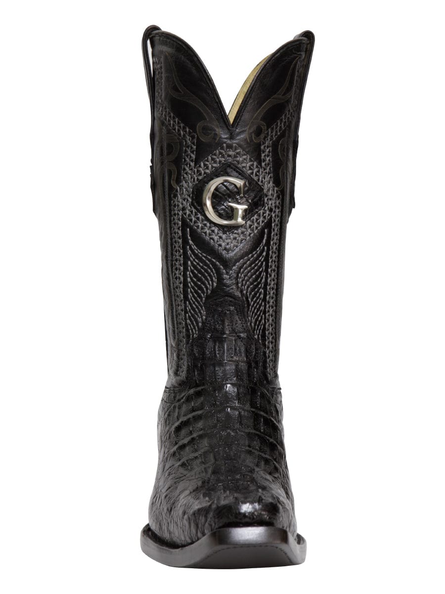El General Western Wear El General Men's Exotic Caiman Nuca Cowboy Boots - Black 45081 front view