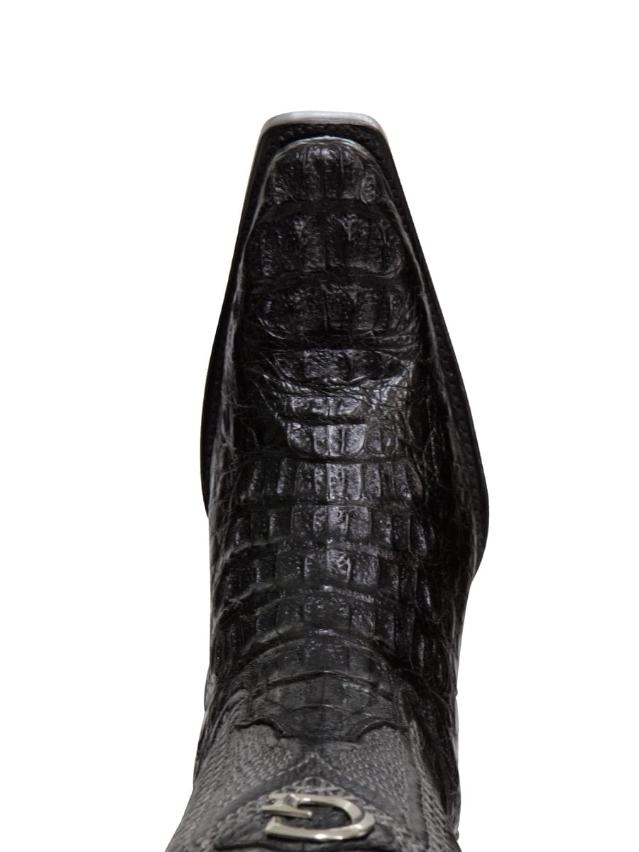 El General Western Wear El General Men's Exotic Caiman Nuca Cowboy Boots - Black 45081 top view