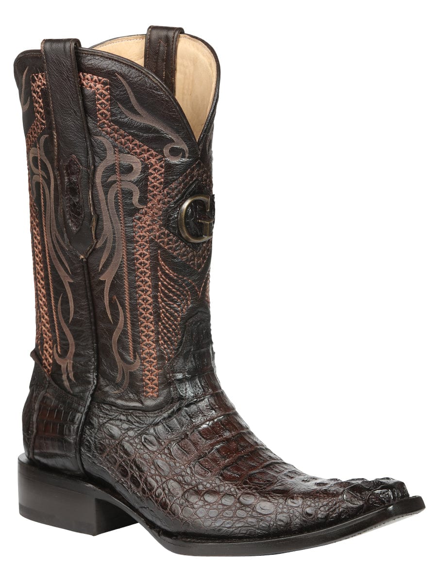 El General Western Wear El General Men's Exotic Caiman Nuca Cowboy Boots - Brown 45082 side view