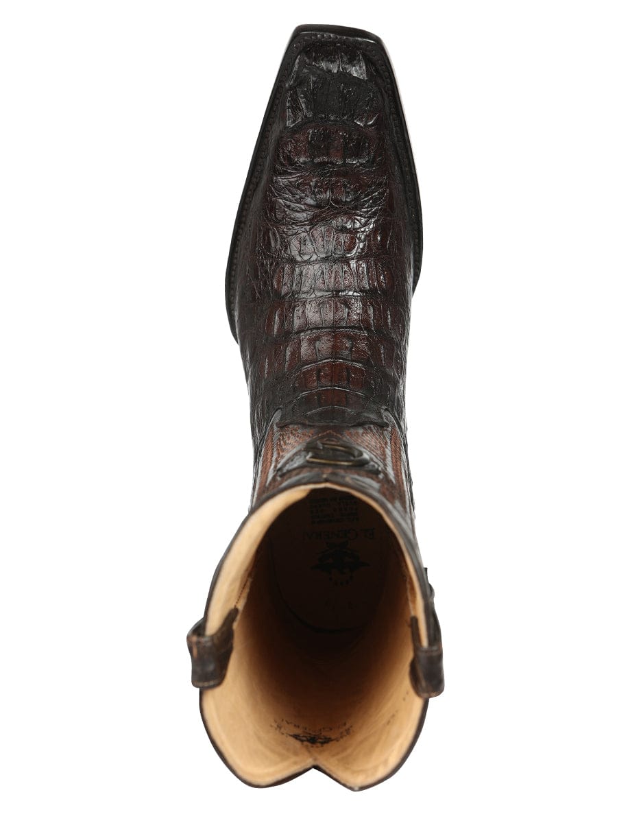 El General Western Wear El General Men's Exotic Caiman Nuca Cowboy Boots - Brown 45082 top view