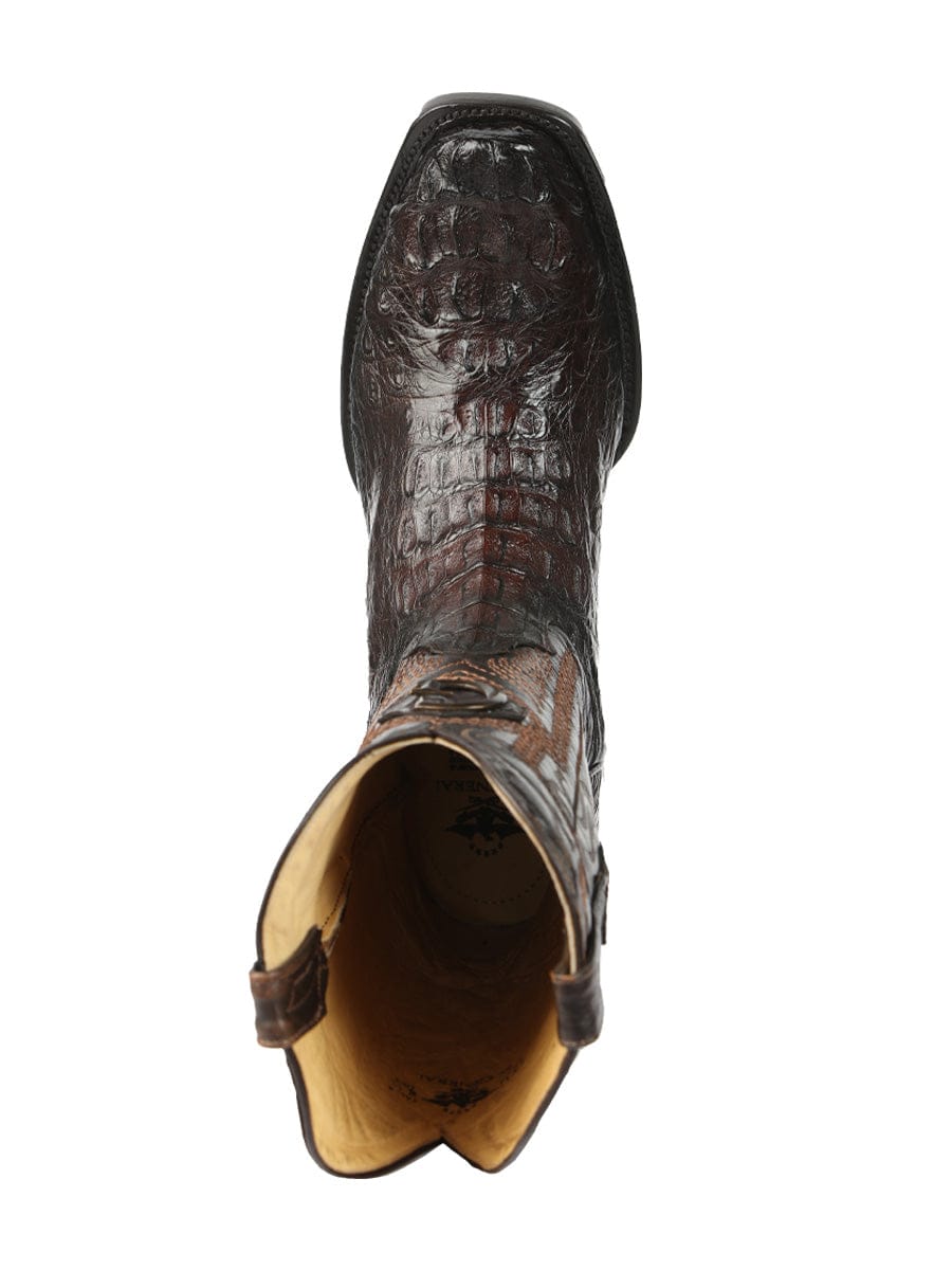 El General Western Wear El General Men's Exotic Caiman Nuca Cowboy Boots - Brown 45522 top view