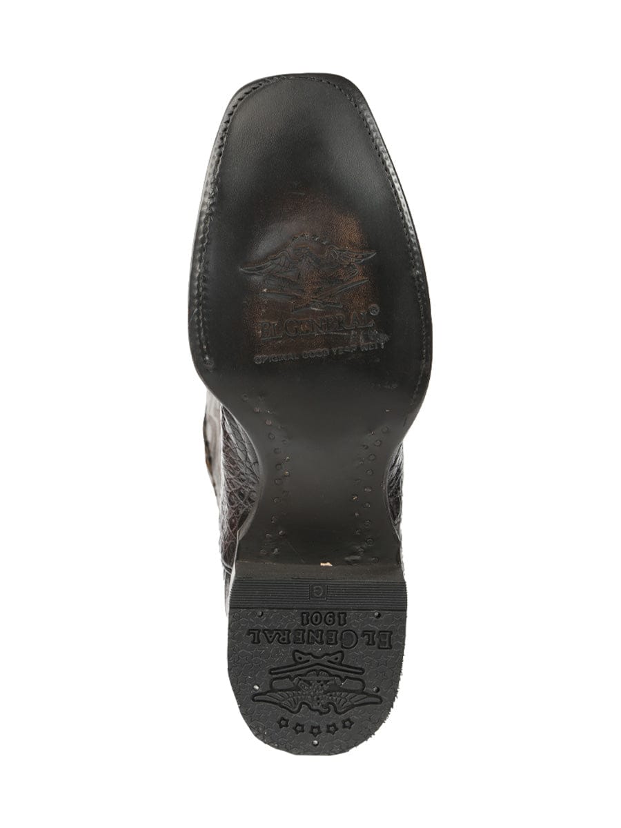 El General Western Wear El General Men's Exotic Caiman Nuca Cowboy Boots - Brown 45522 sole view