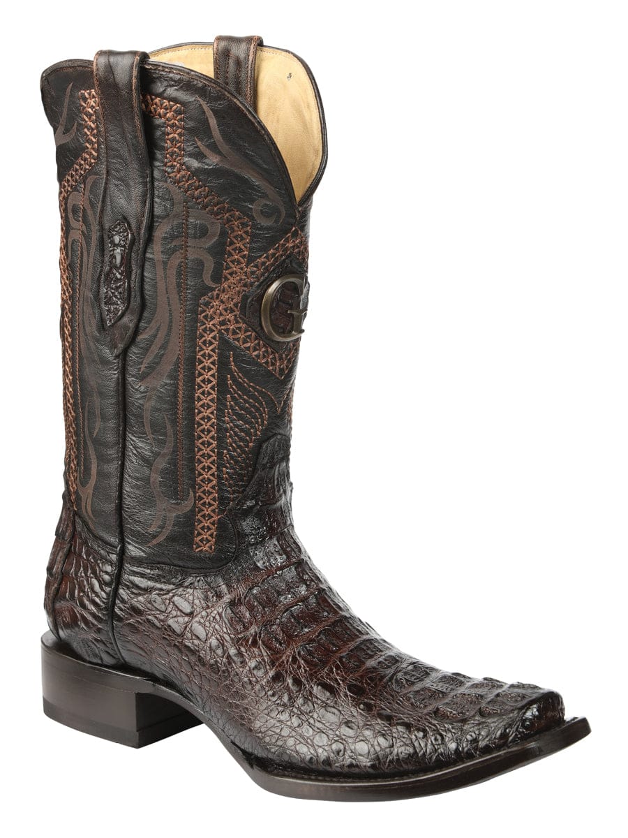 El General Western Wear El General Men's Exotic Caiman Nuca Cowboy Boots - Brown 45522 side view