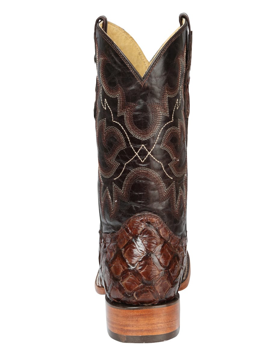 El General Western Wear El General Men's Exotic Monster Fish Rodeo Boots - Brown 44116 back view