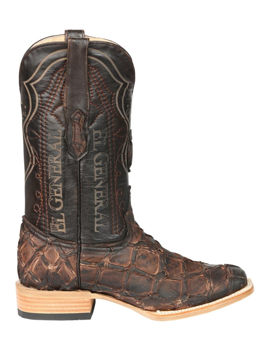 El General Western Wear El General Men's Exotic Monster Fish Rodeo Cowboy Boots - Brown 45084 right side view