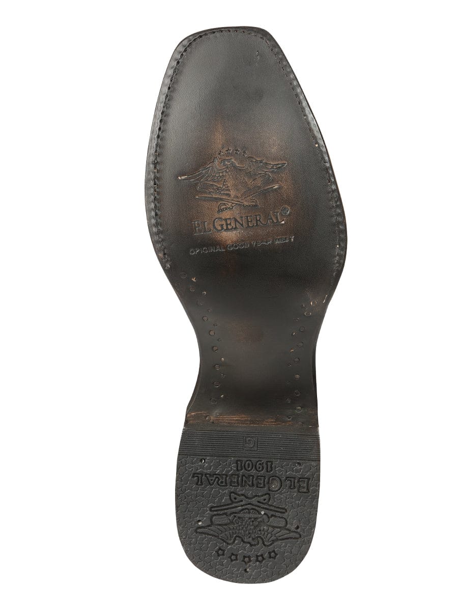 El General Western Wear El General Men's Exotic Ostrich Leather Cowboy Boots - Cognac 45517 sole view