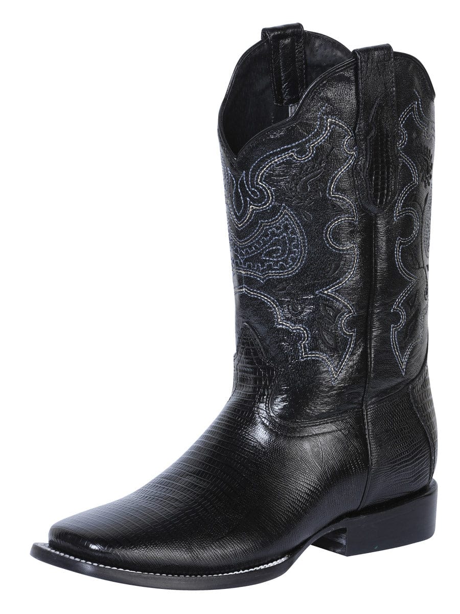 El General Men's Rodeo Boot - Printed Lizard Black 41904 - Side View