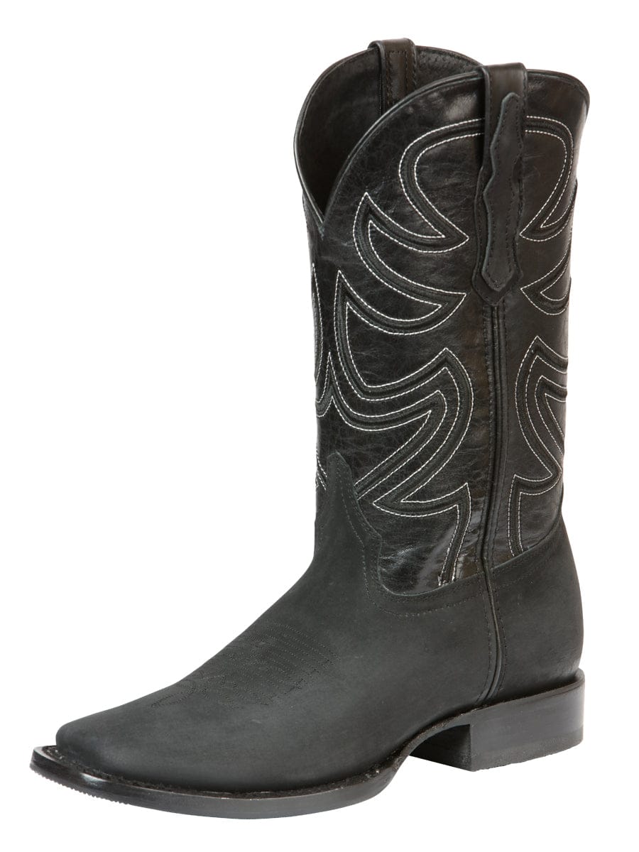 El General Men’s Rodeo Boot Nobuck Leather - Black 45567 - Side View