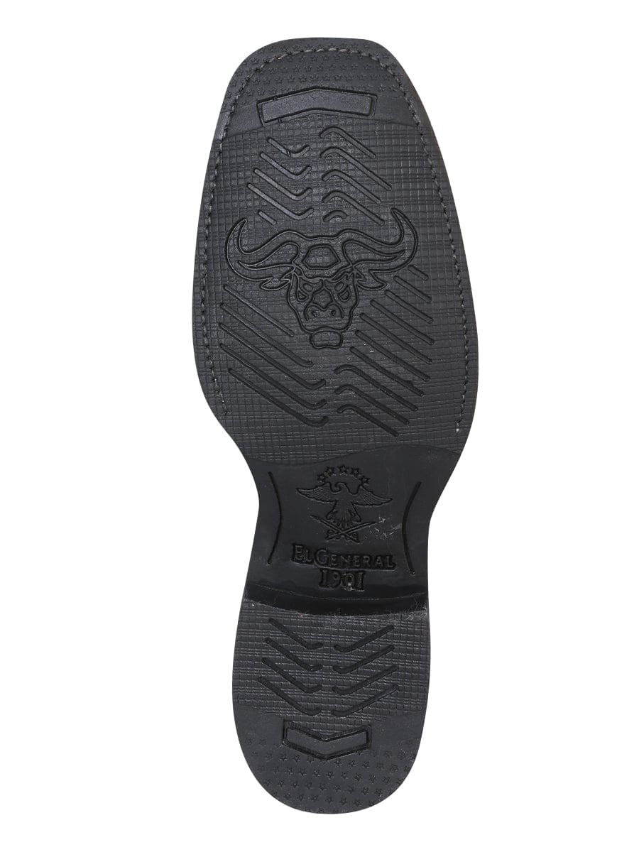 El General Men's Square Toe Cowboy Boot - Keblar Black 33308 - Sole View