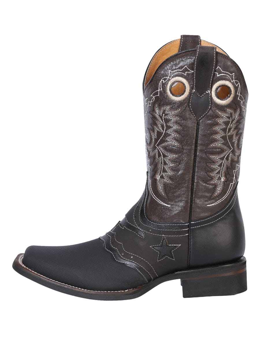 El General Men's Square Toe Cowboy Boot - Keblar Black 33308 - Left Side View