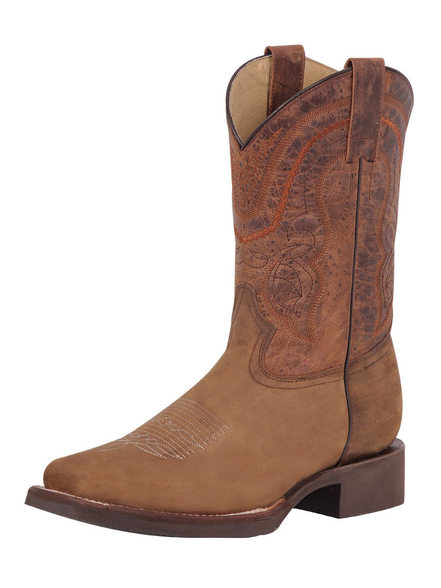 El General Men’s Square Toe Leather Cowboy Boot - Crazy Tan 43005 - Side View