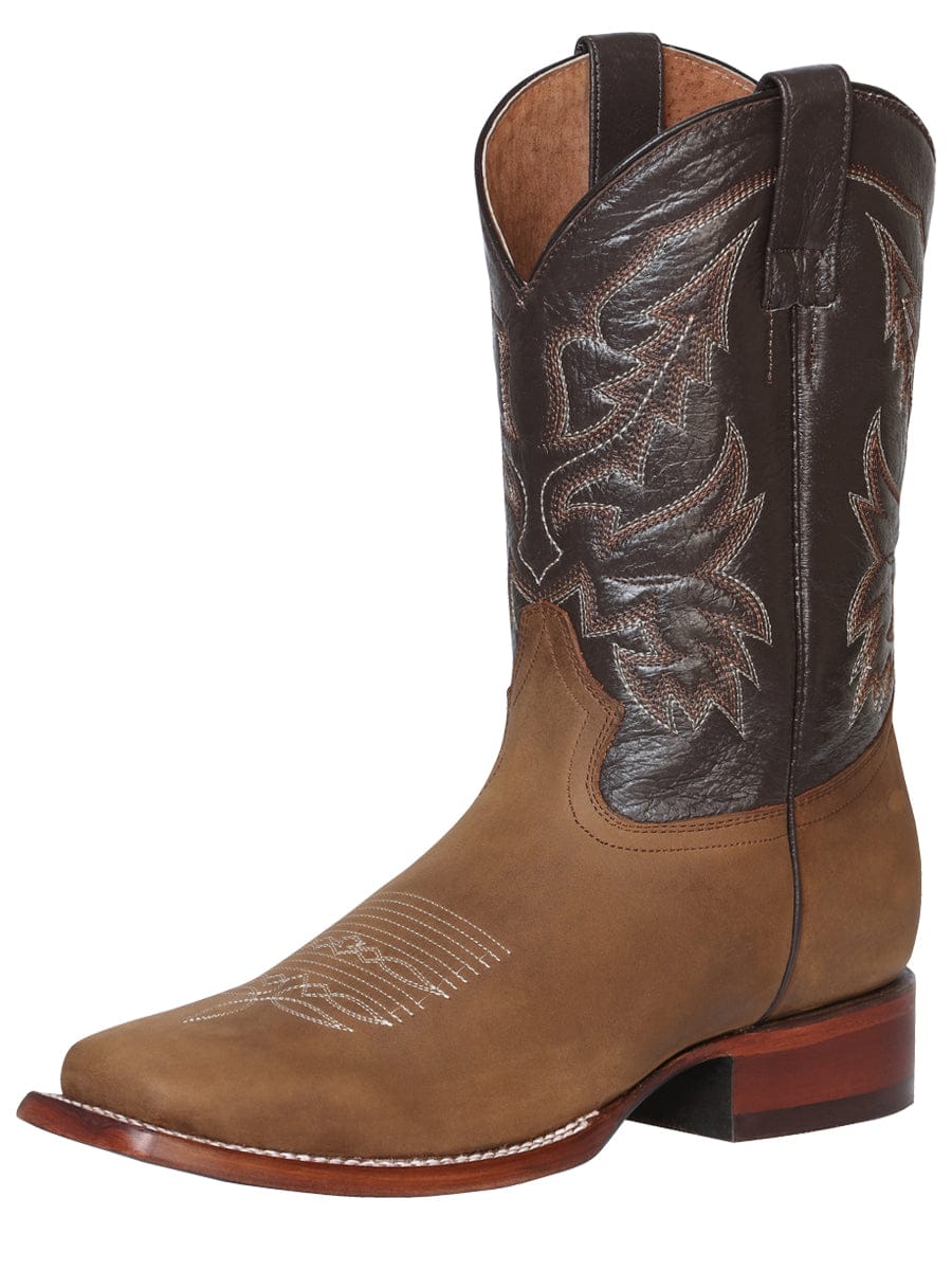 El General Men’s Square Toe Leather Cowboy Boot - Crazy Tan 43007 - Side View
