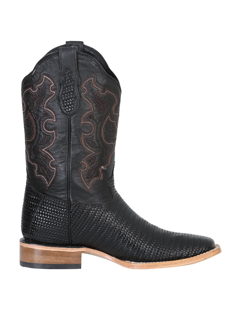 El General Men’s Square Toe Leather Cowboy Boot - Lizard Print Black 41790 - Right Side View