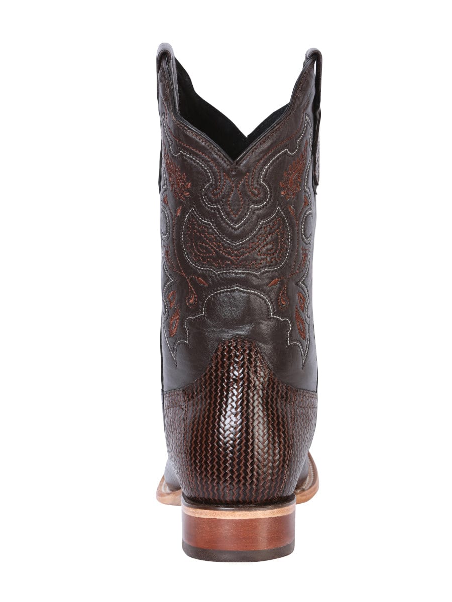 El General Men’s Square Toe Leather Cowboy Boot Printed Lizard 41791 - Back View