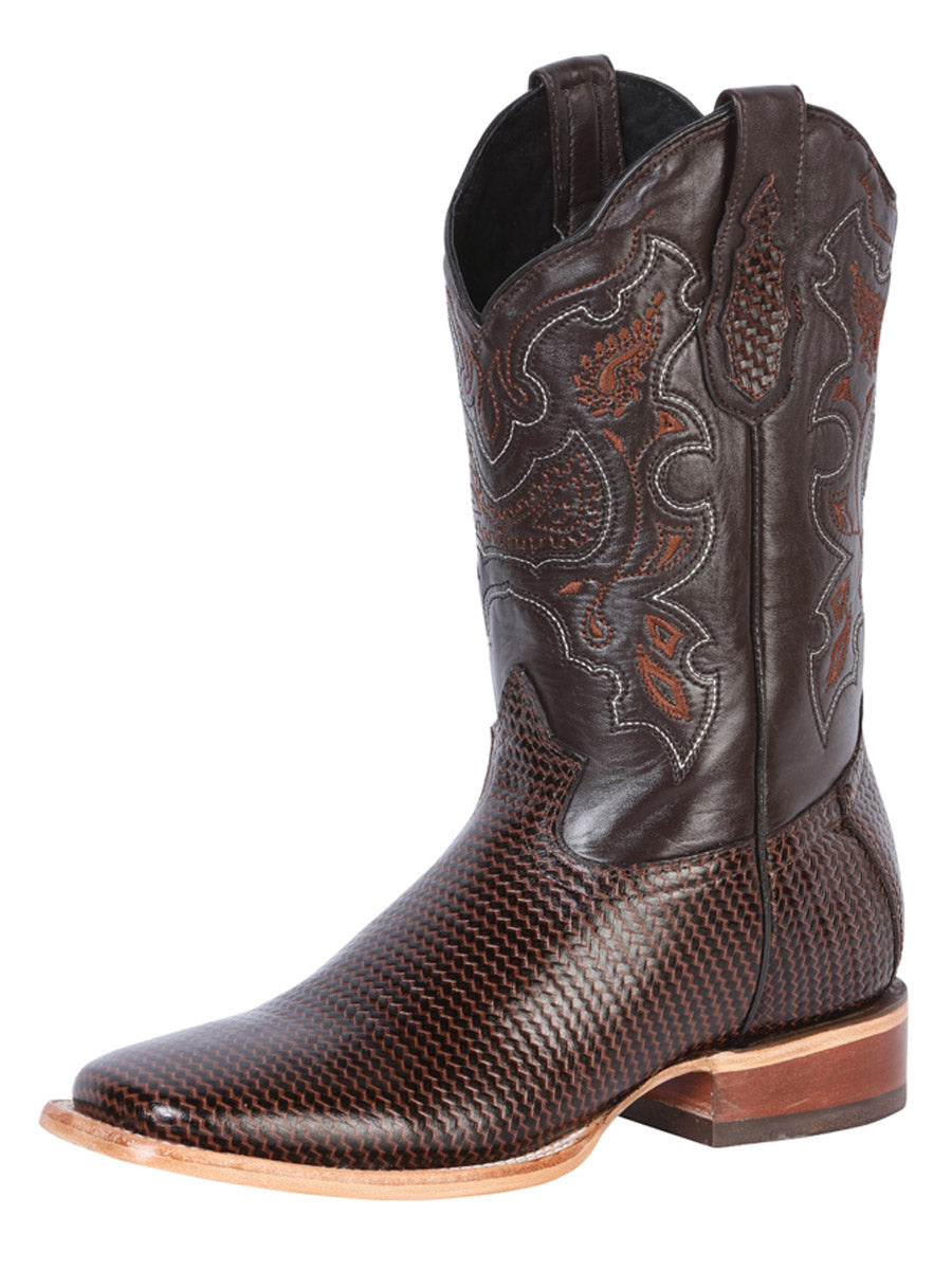 El General Men’s Square Toe Leather Cowboy Boot Printed Lizard 41791 - Side View