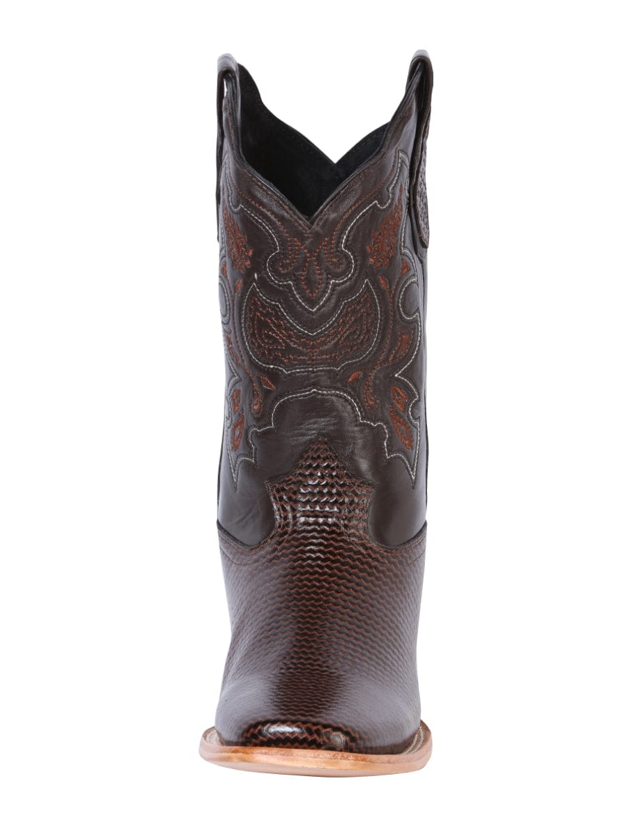 El General Men’s Square Toe Leather Cowboy Boot Printed Lizard 41791 - Front View