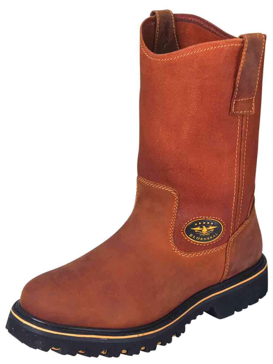El General Western Wear CABALLERO El General Men’s Work Boot with Steel Toe - Honey 31329 side view