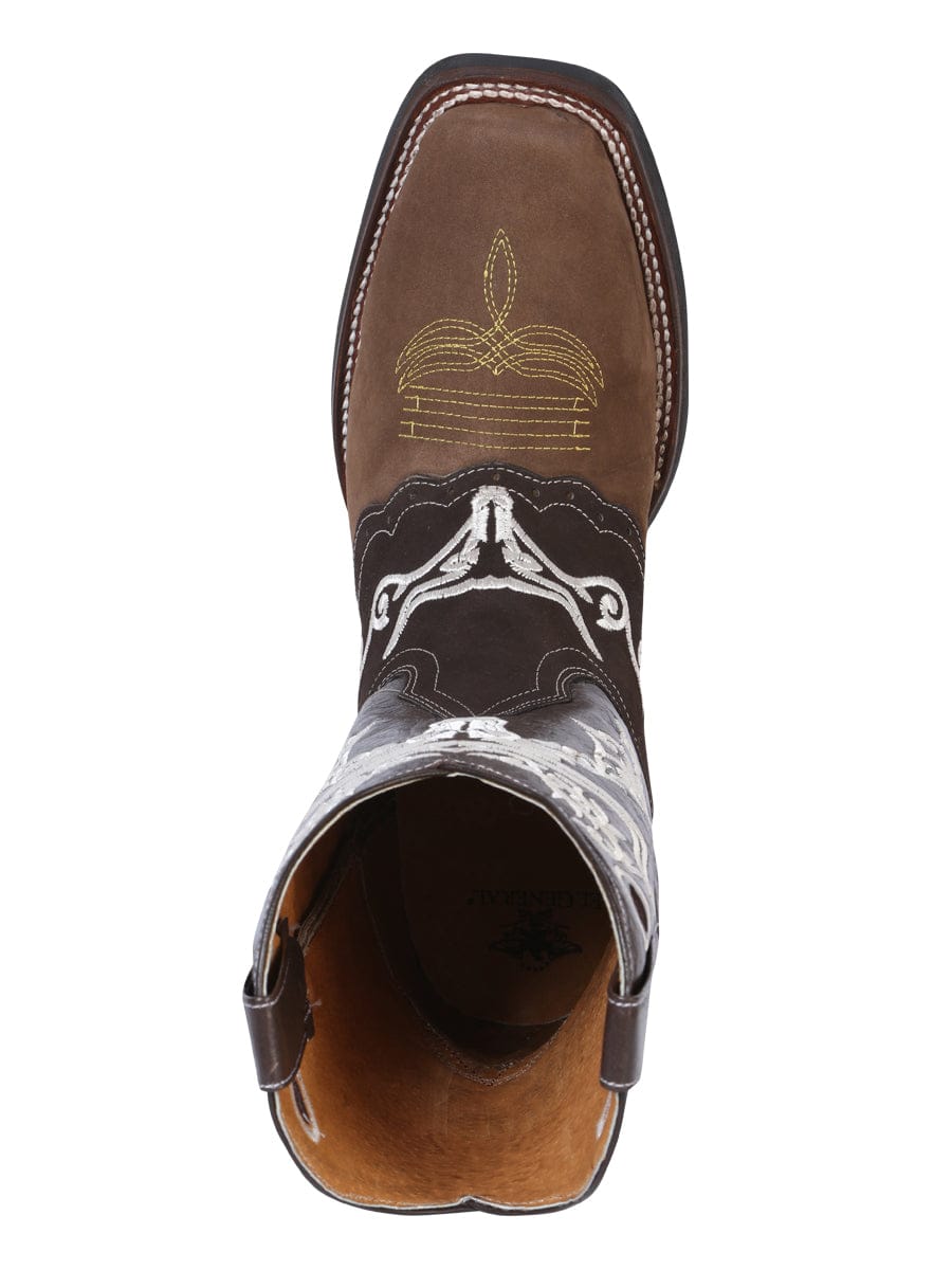 El General Rodeo Boot - Crazy Brown/Dark Brown with Embroidery 34311 - Top View